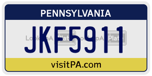 JKF5911 license plate in Pennsylvania