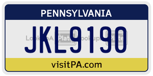 JKL9190 license plate in Pennsylvania