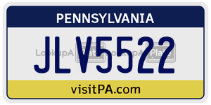 JLV5522 license plate in Pennsylvania