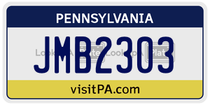 JMB2303  license plate in PA