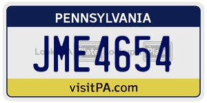 JME4654  license plate in PA