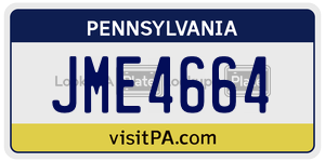 JME4664  license plate in PA