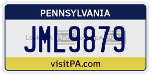 JML9879 license plate in Pennsylvania