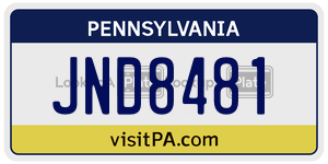 JND8481 license plate in Pennsylvania