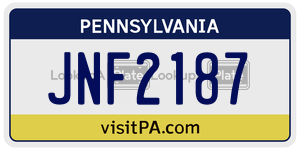 JNF2187  license plate in PA