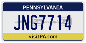 JNG7714 license plate in Pennsylvania