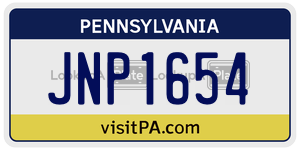 JNP1654 license plate in Pennsylvania