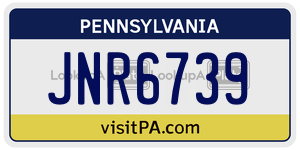 JNR6739  license plate in PA