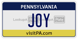 JOY  license plate in PA