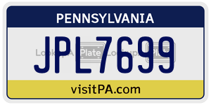 JPL7699 license plate in Pennsylvania