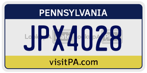 JPX4028 license plate in Pennsylvania