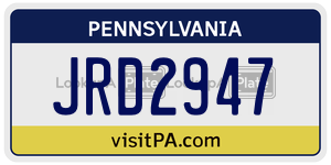 JRD2947  license plate in PA