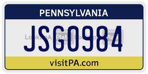 JSG0984  license plate in PA