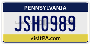 JSH0989  license plate in PA