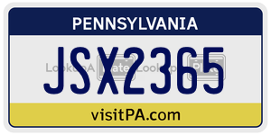 JSX2365  license plate in PA