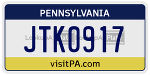 JTK0917 license plate in Pennsylvania