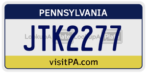 JTK2277 license plate in Pennsylvania