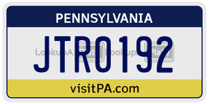 JTR0192  license plate in PA