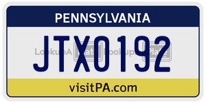 JTX0192 license plate in Pennsylvania