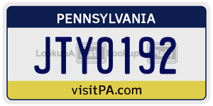 JTY0192  license plate in PA