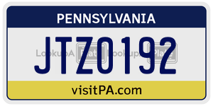 JTZ0192  license plate in PA