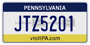 JTZ5201 license plate in Pennsylvania
