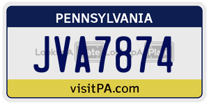 JVA7874 license plate in Pennsylvania