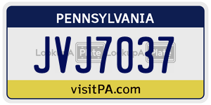 JVJ7037 license plate in Pennsylvania