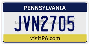 JVN2705  license plate in PA