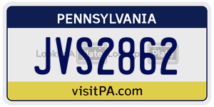 JVS2862 license plate in Pennsylvania