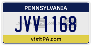 JVV1168  license plate in PA