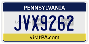 JVX9262 license plate in Pennsylvania