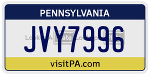 JVY7996  license plate in PA