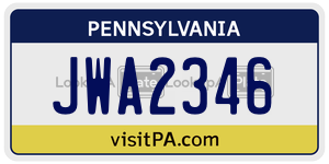 JWA2346  license plate in PA