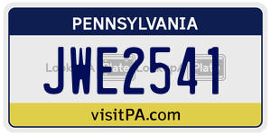 JWE2541 license plate in Pennsylvania