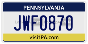 JWF0870 license plate in Pennsylvania