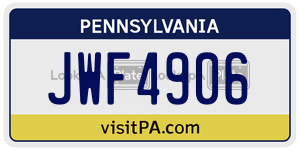 JWF4906  license plate in PA