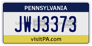 JWJ3373  license plate in PA