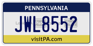JWL8552  license plate in PA