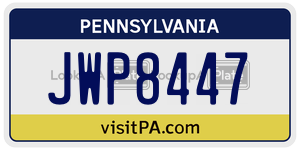 JWP8447 license plate in Pennsylvania