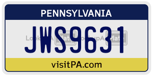 JWS9631 license plate in Pennsylvania
