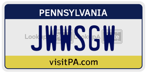 JWWSGW license plate in Pennsylvania