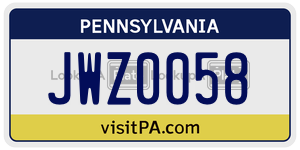 JWZ0058  license plate in PA