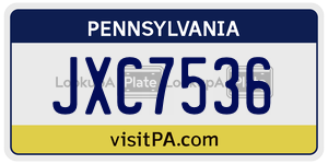 JXC7536  license plate in PA