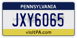 JXY6065  license plate in PA