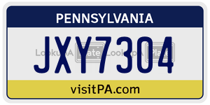 JXY7304  license plate in PA