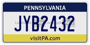JYB2432 license plate in Pennsylvania
