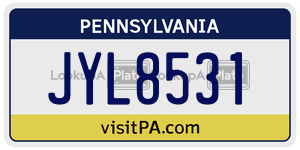 JYL8531 license plate in Pennsylvania