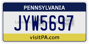 JYW5697 license plate in Pennsylvania