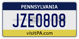 JZE0808 license plate in Pennsylvania